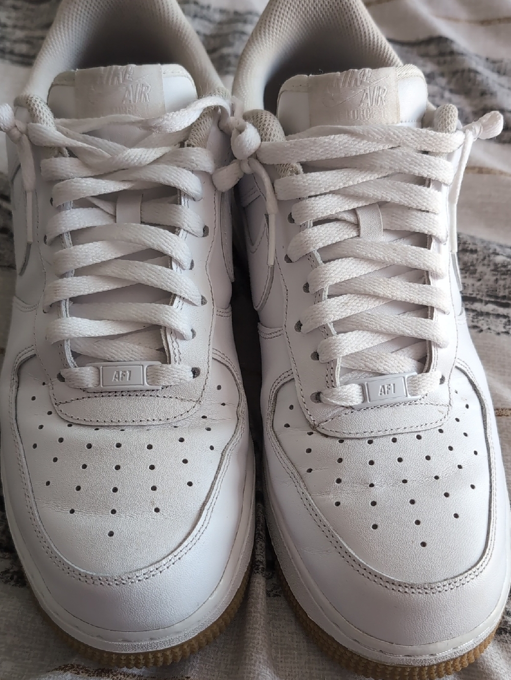 Nike Men's White Bubble Gum Bottom Leather Sneakers - Air Force 1 Style